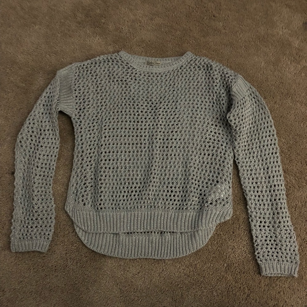 Girl size L (10/12) silver/gray sparkly sweater - Picture 2 of 2